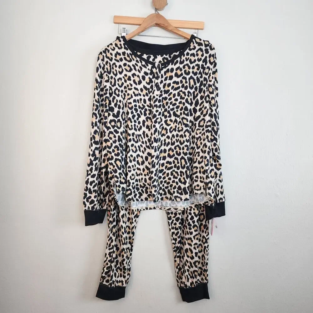 NWT Kate Spade New York Classic Leopard Print Loungewear Jogger Set - Women’s XL